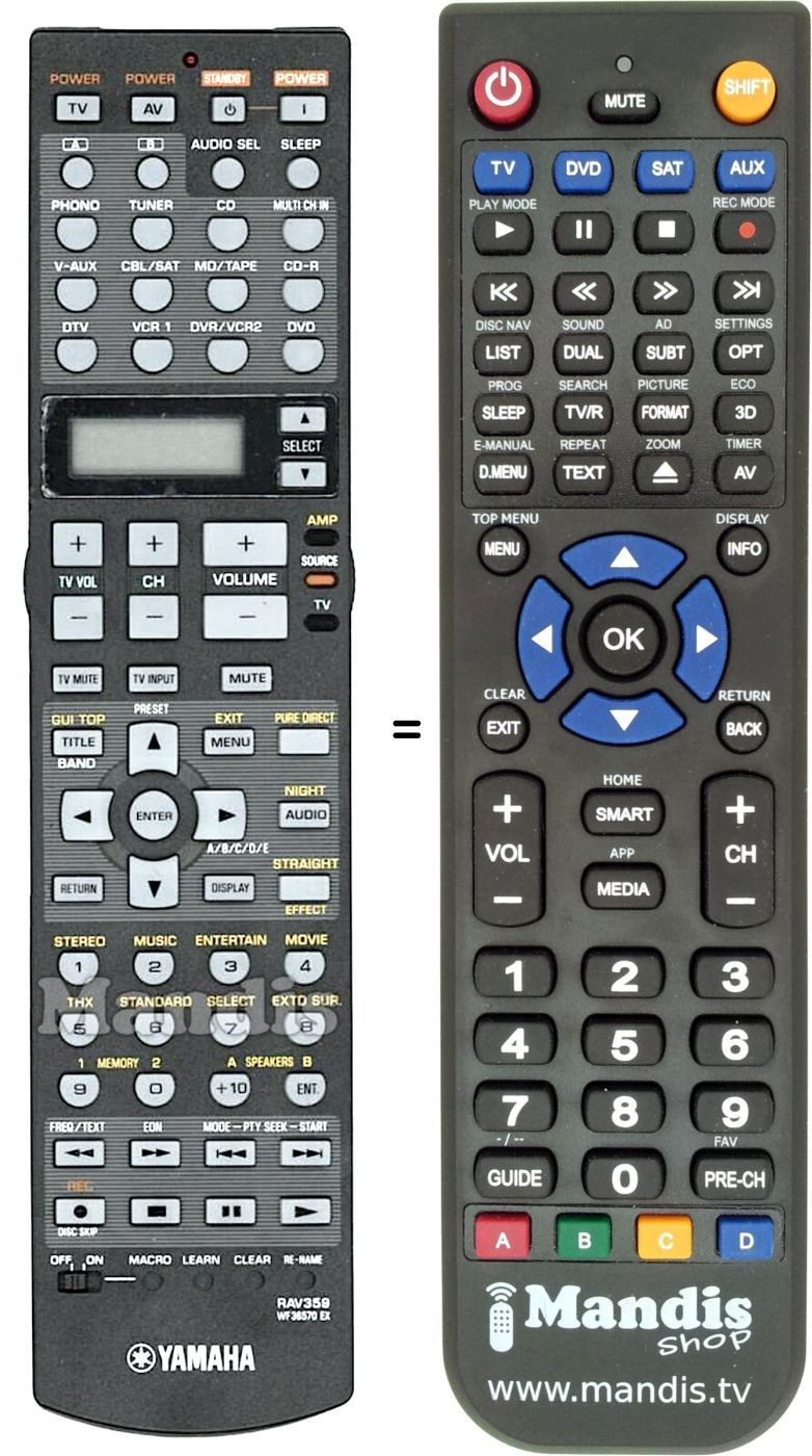 Replacement remote control Yamaha RAV359