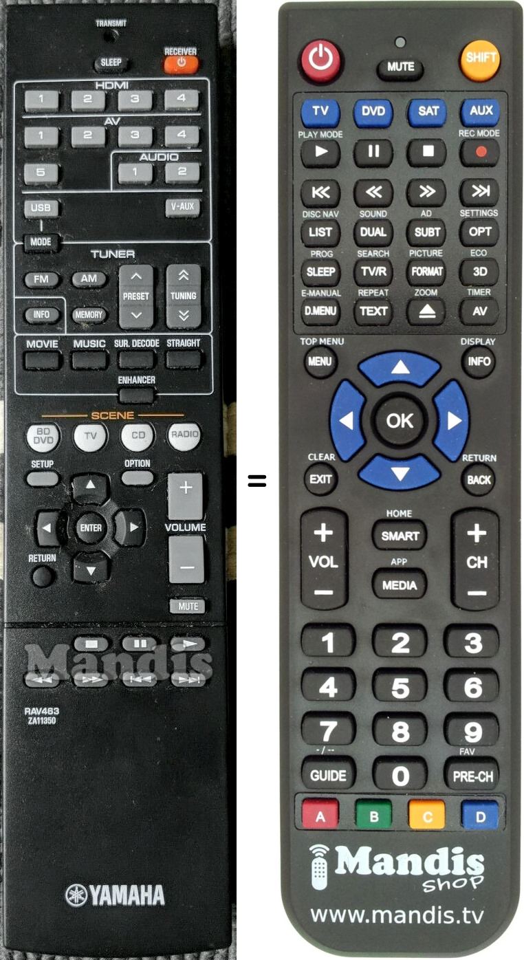 Replacement remote control Yamaha RAV463