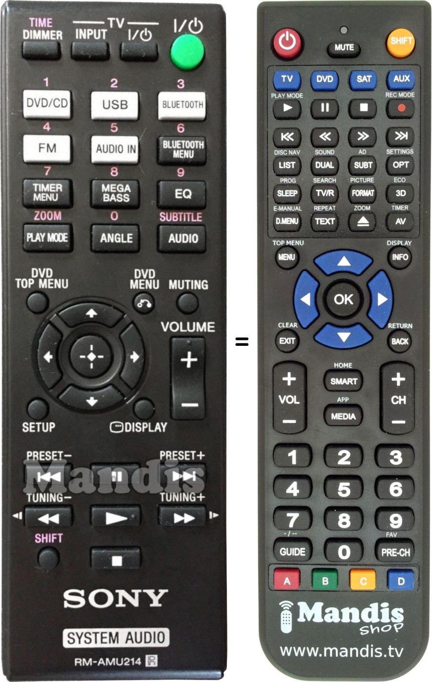 Replacement remote control Sony RM-AMU214