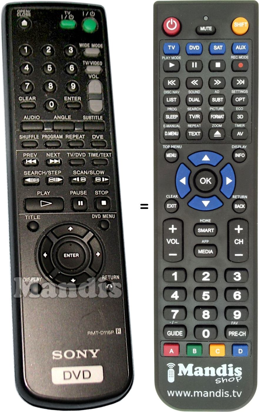 Replacement remote control Sony RMT-D116P