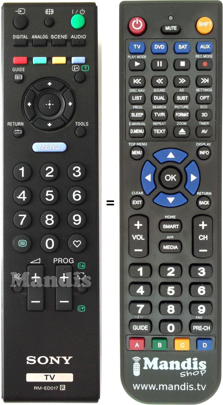 Replacement remote control Sony RM-ED017