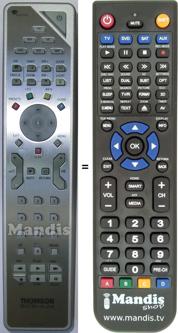 Replacement remote control Thomson RCS 615 TCL M1
