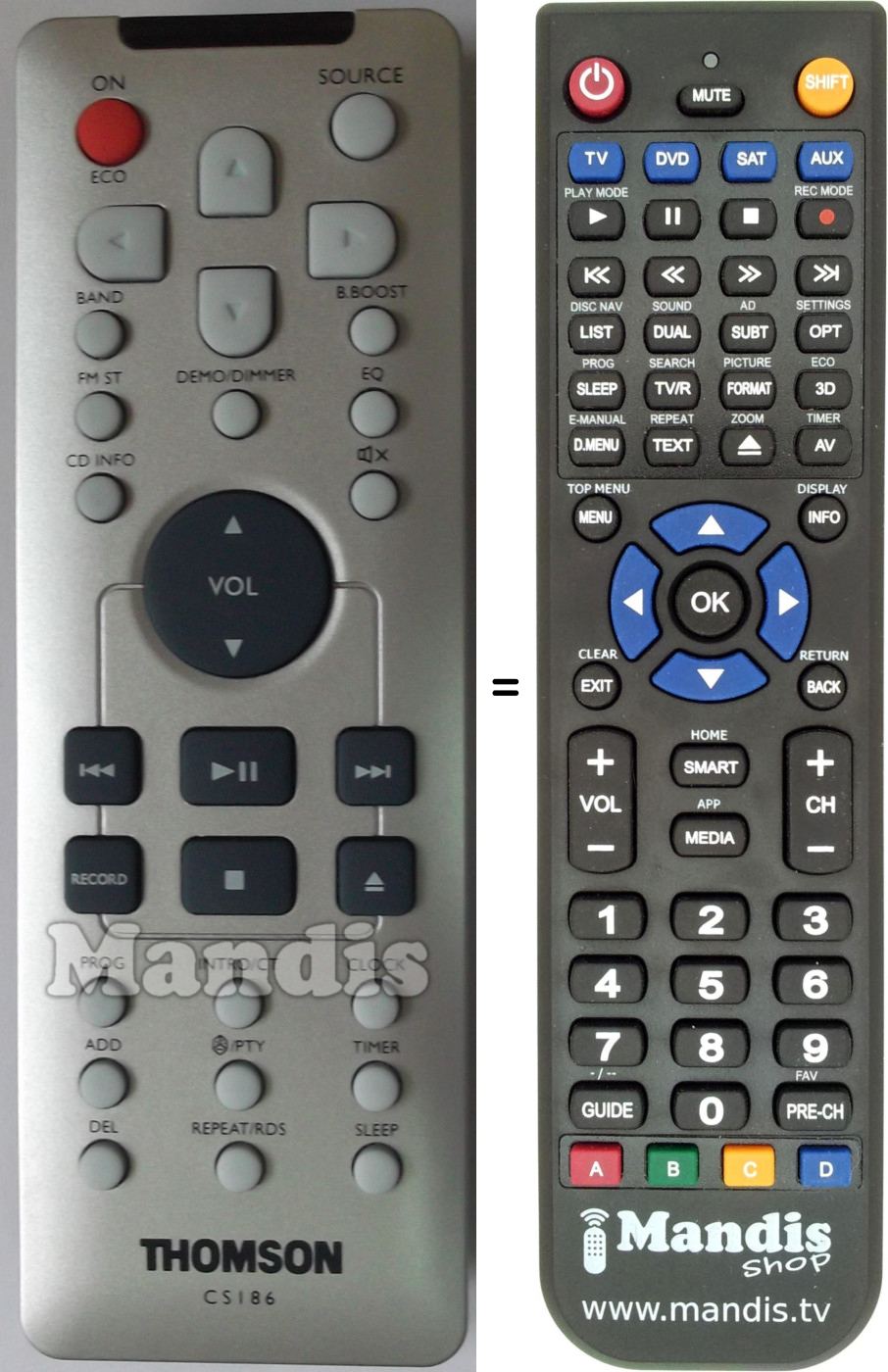 Replacement remote control Thomson CS186