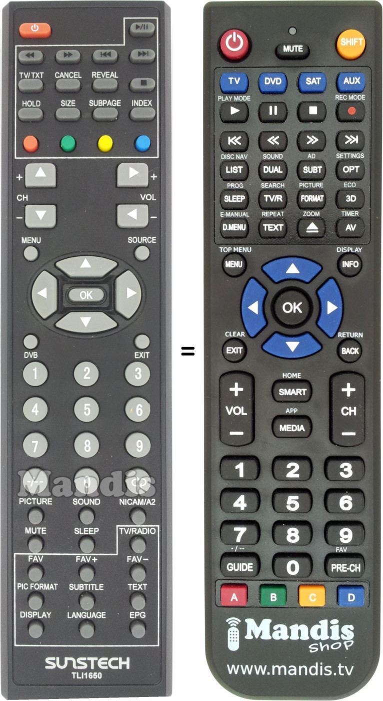 Replacement remote control TLI1650