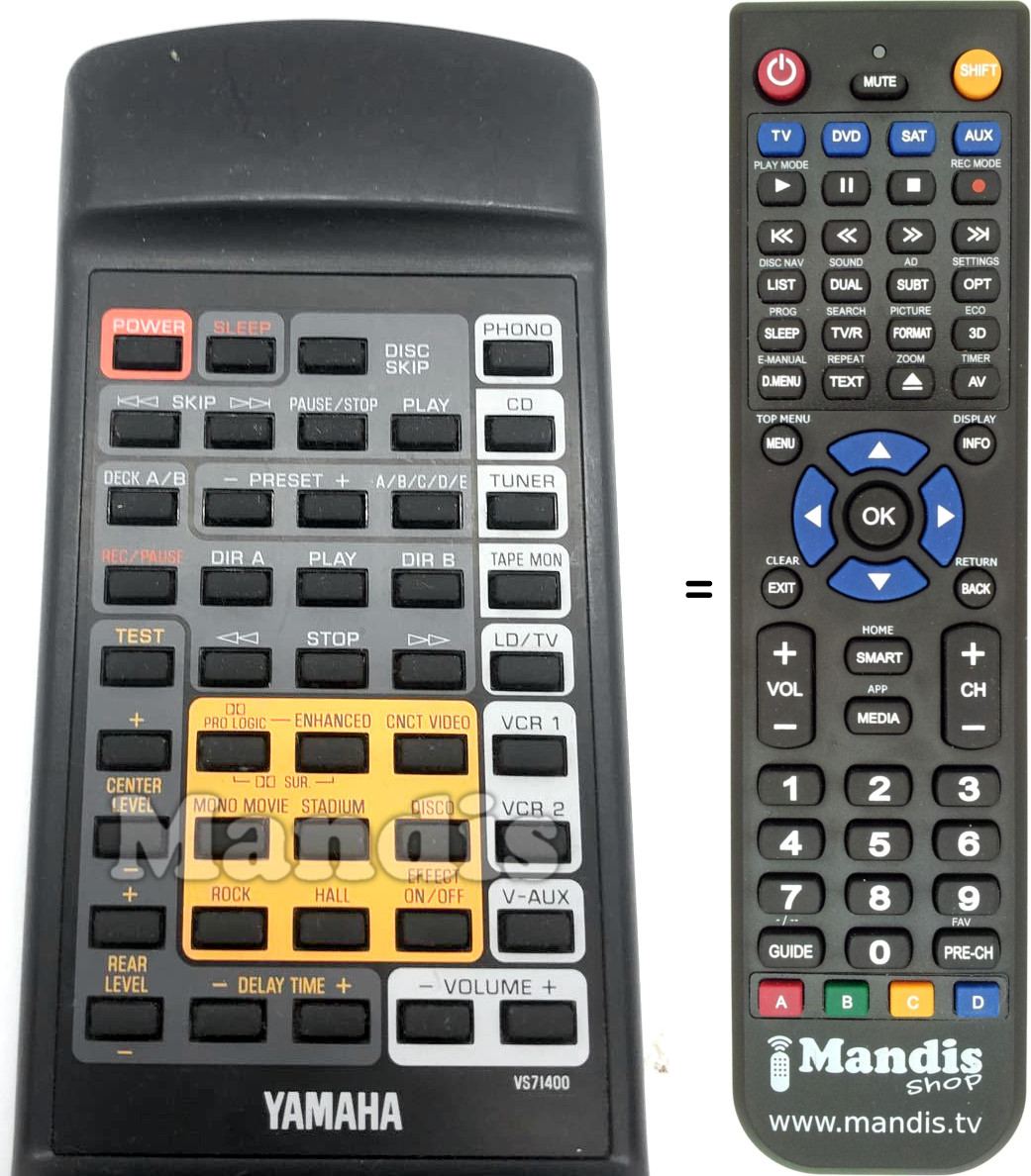 Replacement remote control Yamaha VS71400