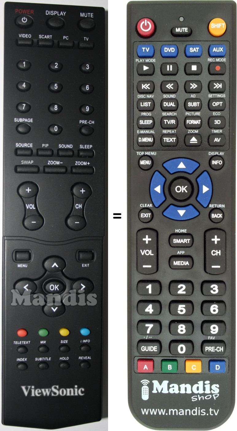 Replacement remote control 98TR7BDTNTVSF