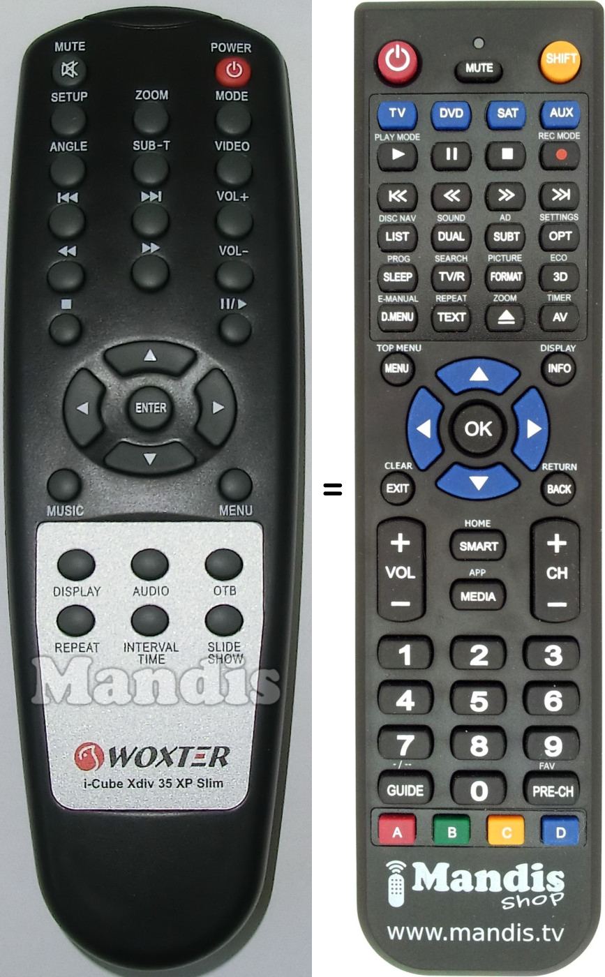 Replacement remote control Woxter I-CUBEXDIV35XPSLIM