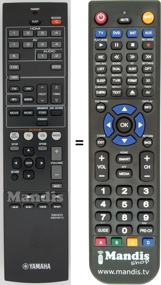 Replacement remote control Yamaha RAV433