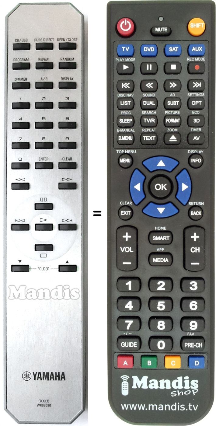 Mando a distancia equivalente CDX8