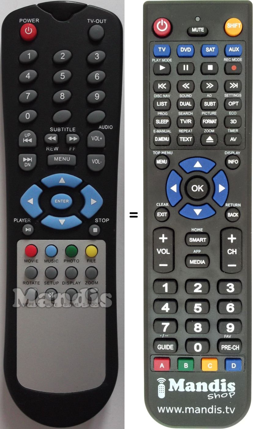 Replacement remote control Zaapa ZCMHHDM