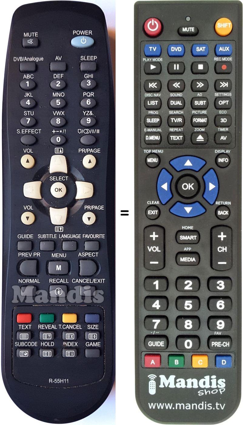 Replacement remote control R55H11