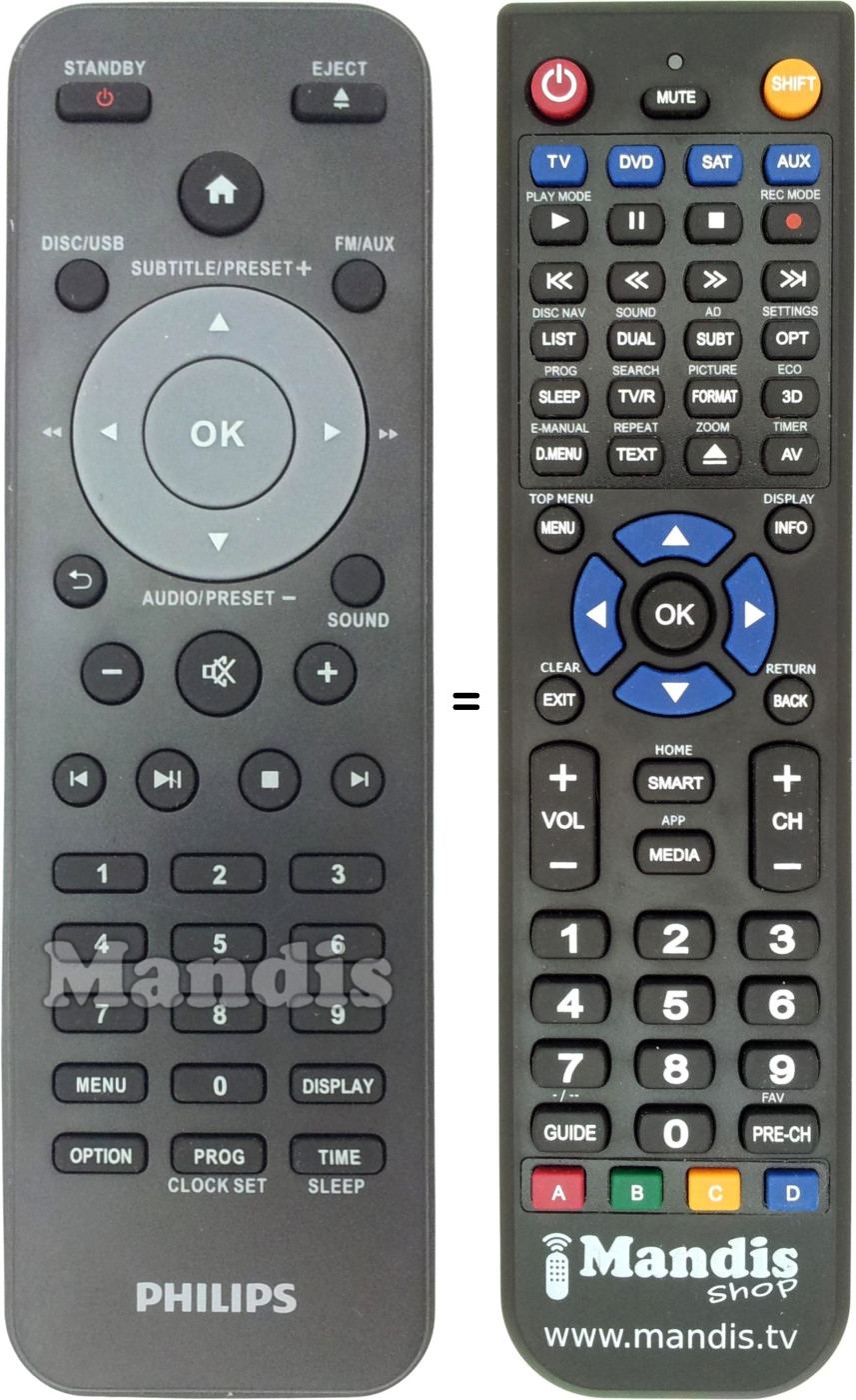 Mando a distancia equivalente Philips 996510061053