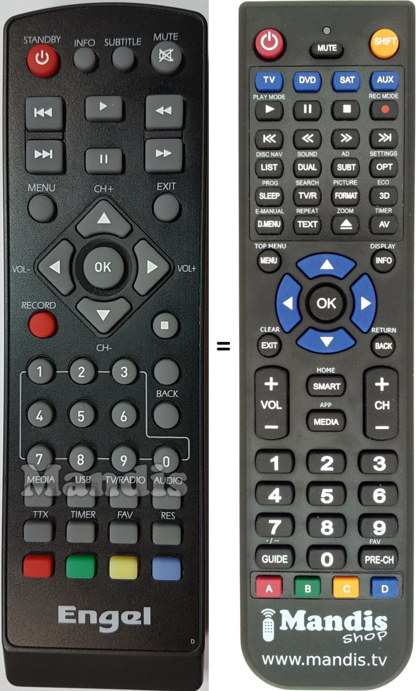 Replacement remote control Engel RT5260HD