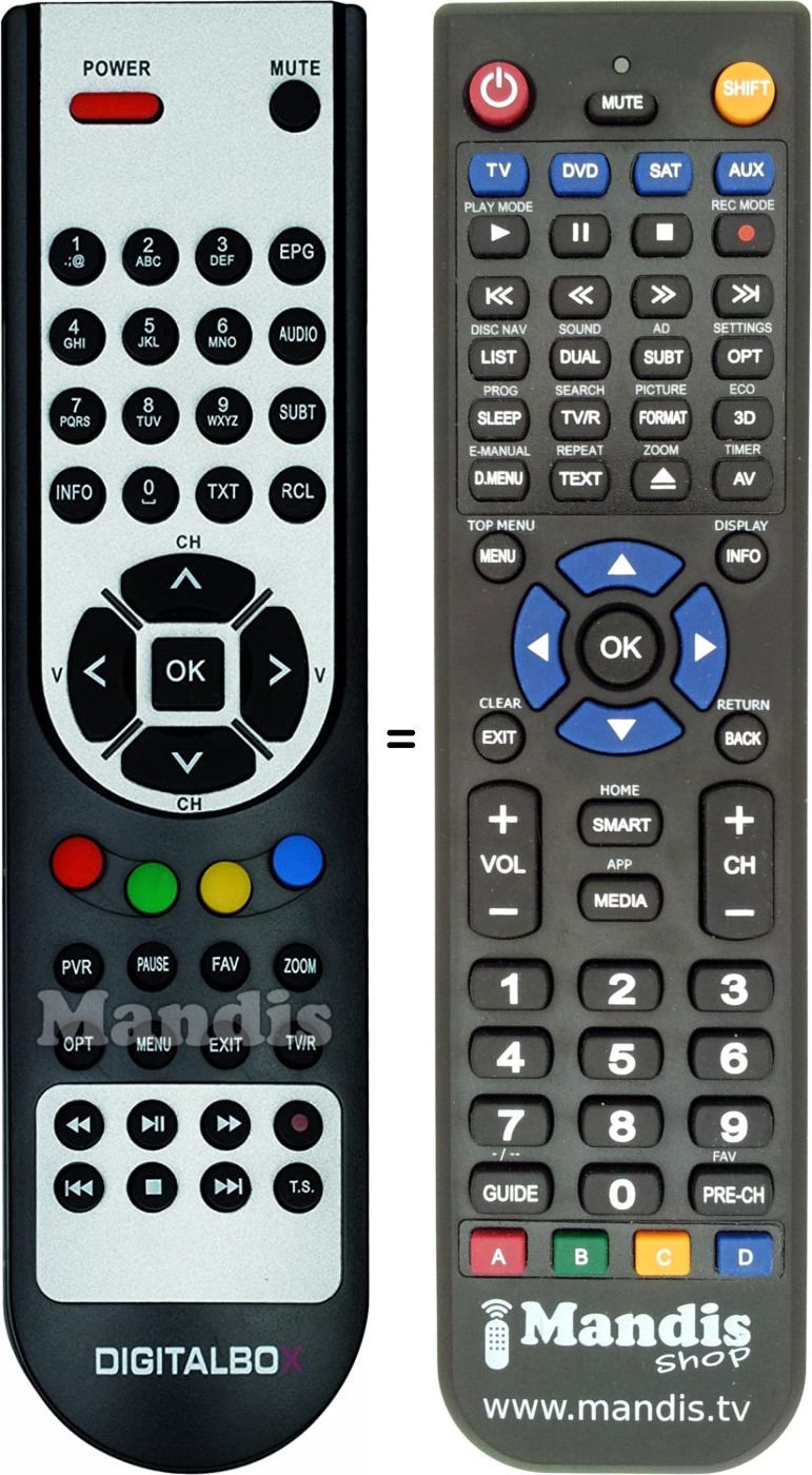 Replacement remote control DIGITAL BOX IMPERIAL HD 3 MAX