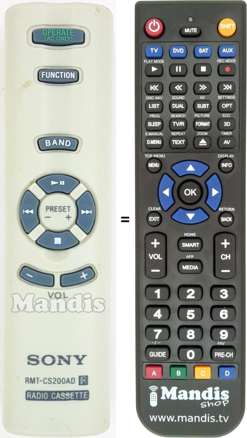 Replacement remote control RMT-CS200AD