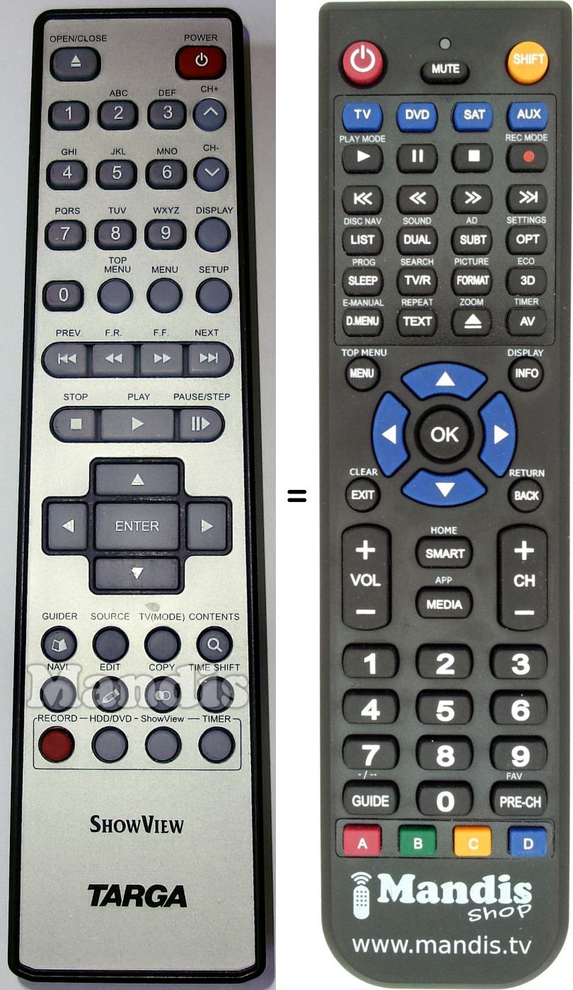 Replacement remote control Targa DRH-5200 X