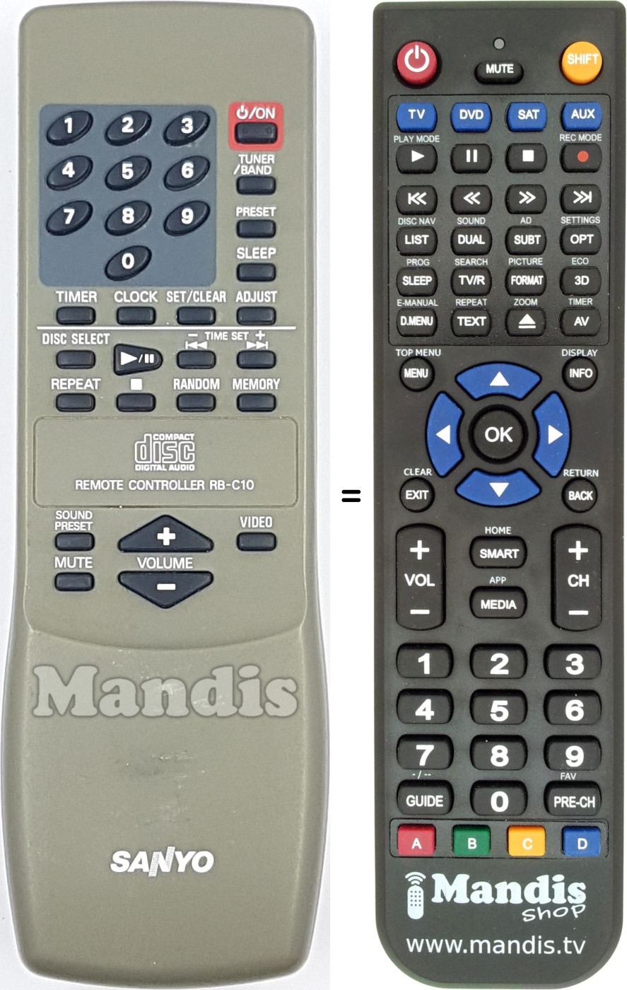 Replacement remote control RB-C10