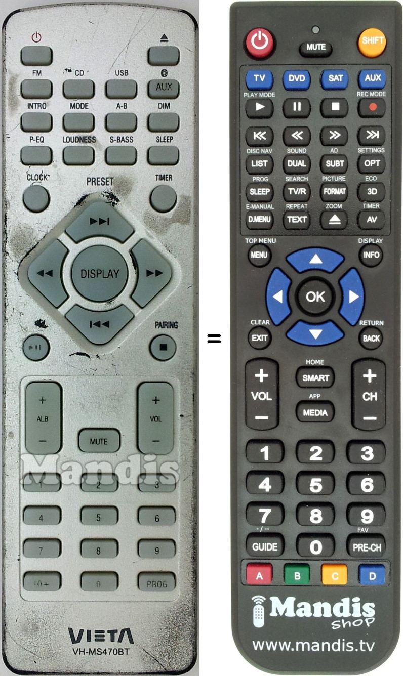 Replacement remote control VH-MS470BT
