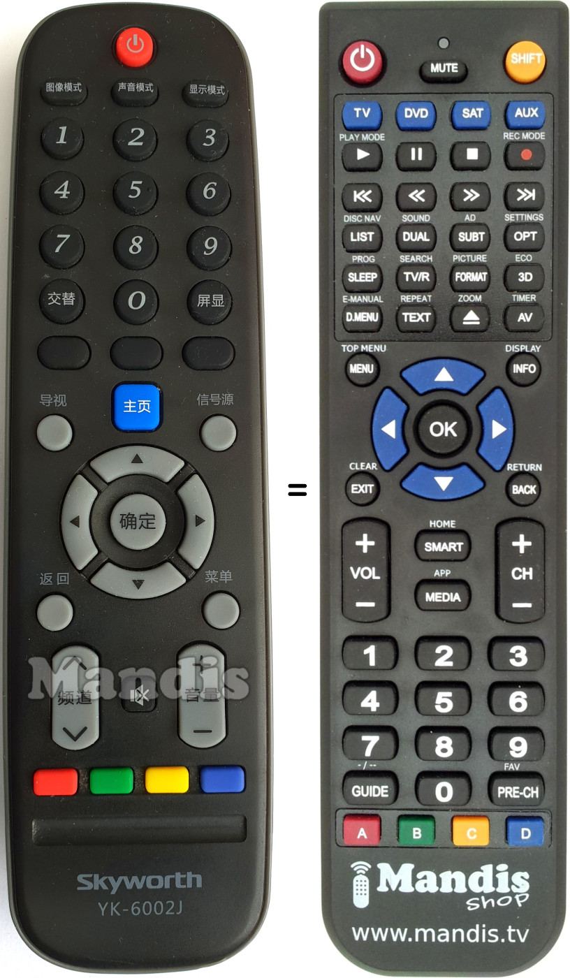 Replacement remote control YK-6002J