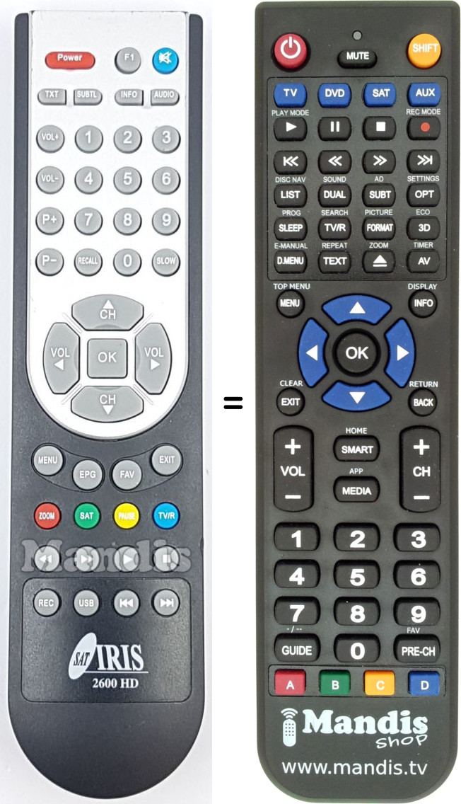 Replacement remote control 2600HD