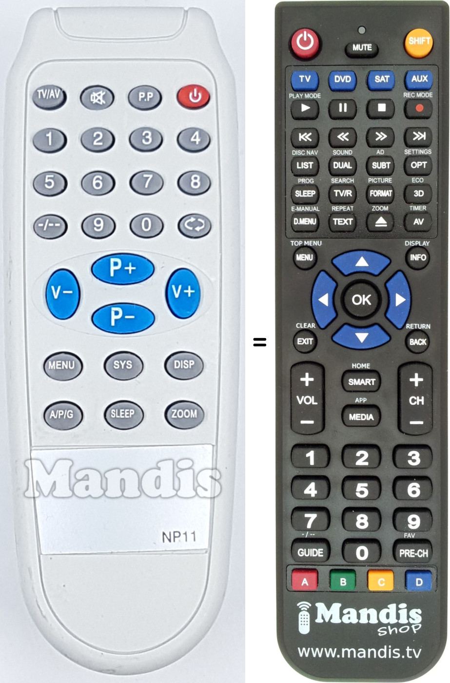 Replacement remote control NP11