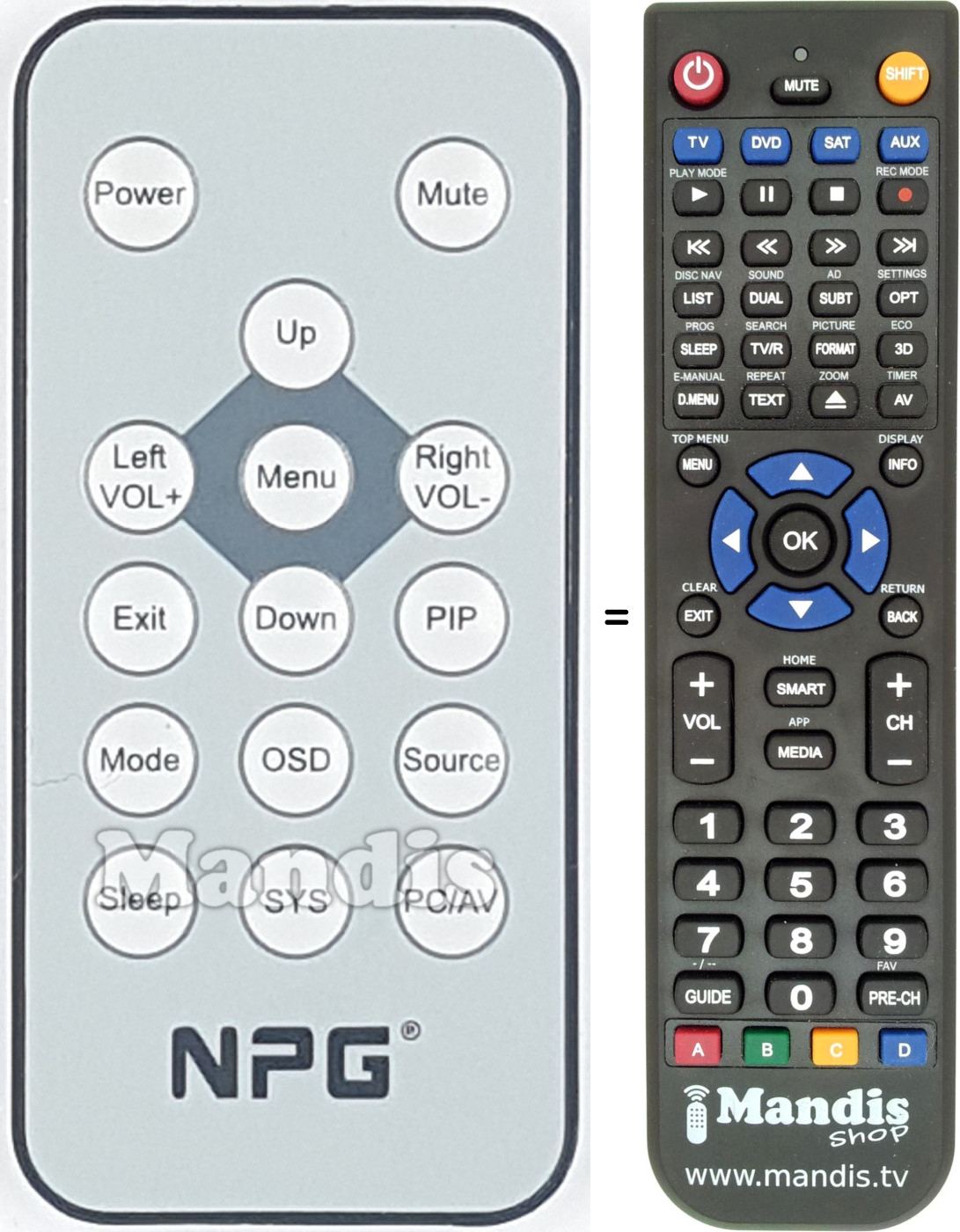 Replacement remote control NPG015
