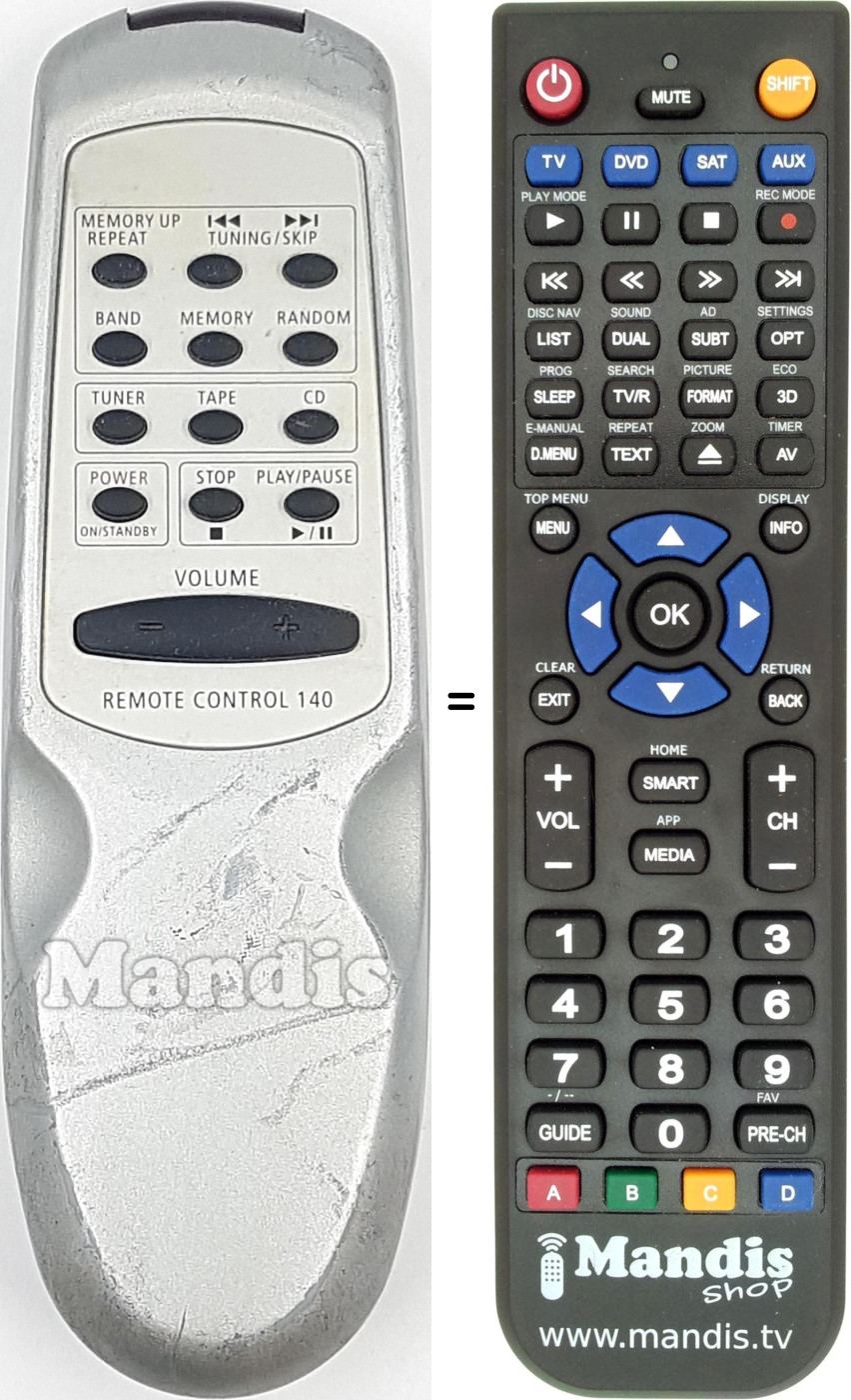 Replacement remote control REMCON140