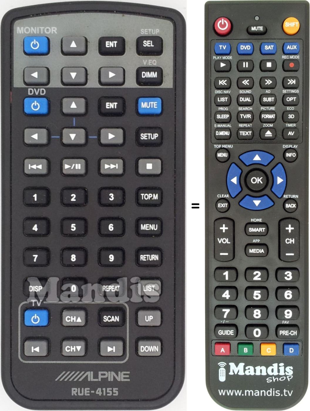 Replacement remote control RUE-4155