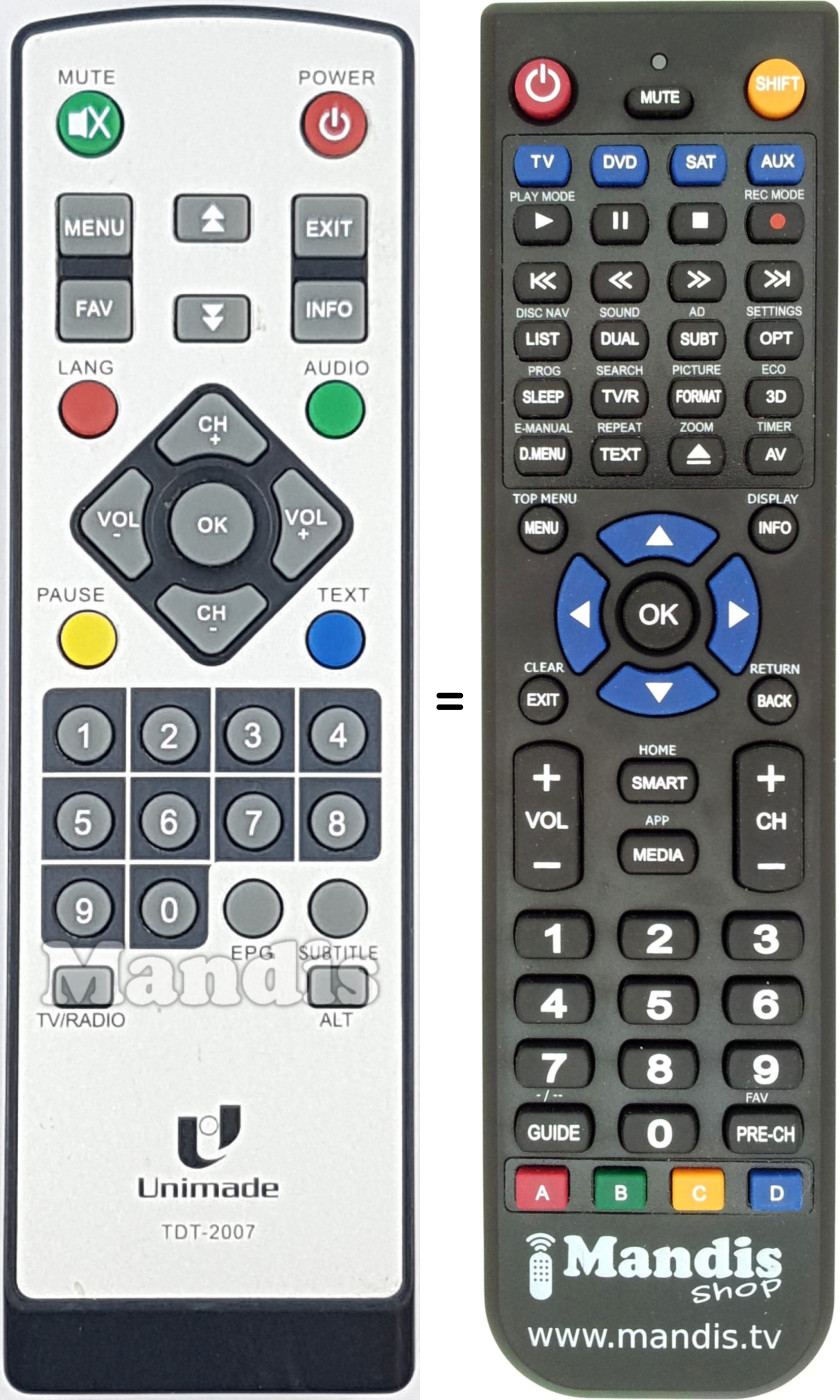 Replacement remote control UNIMADE TDT-2007