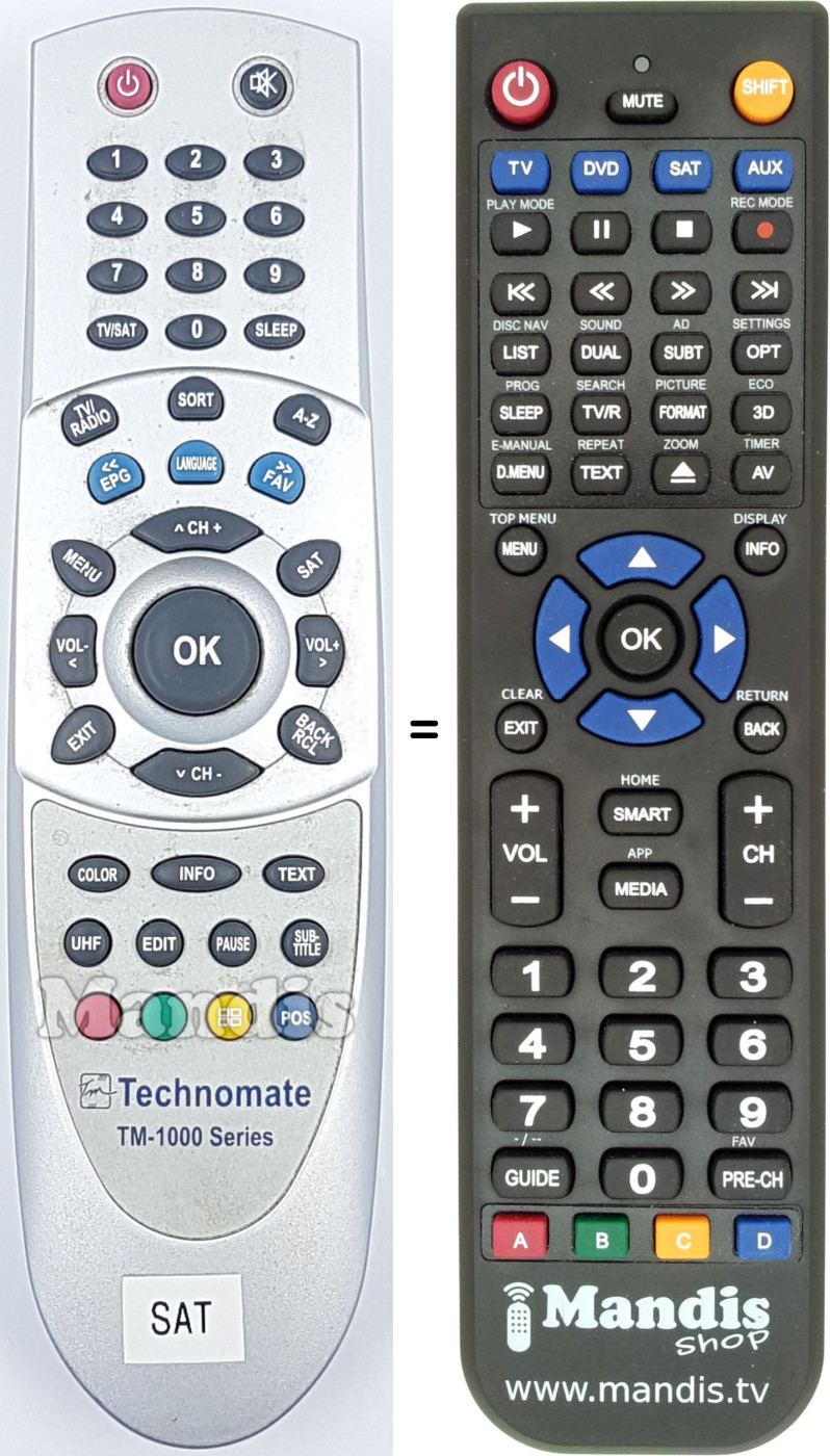Replacement remote control TM1000