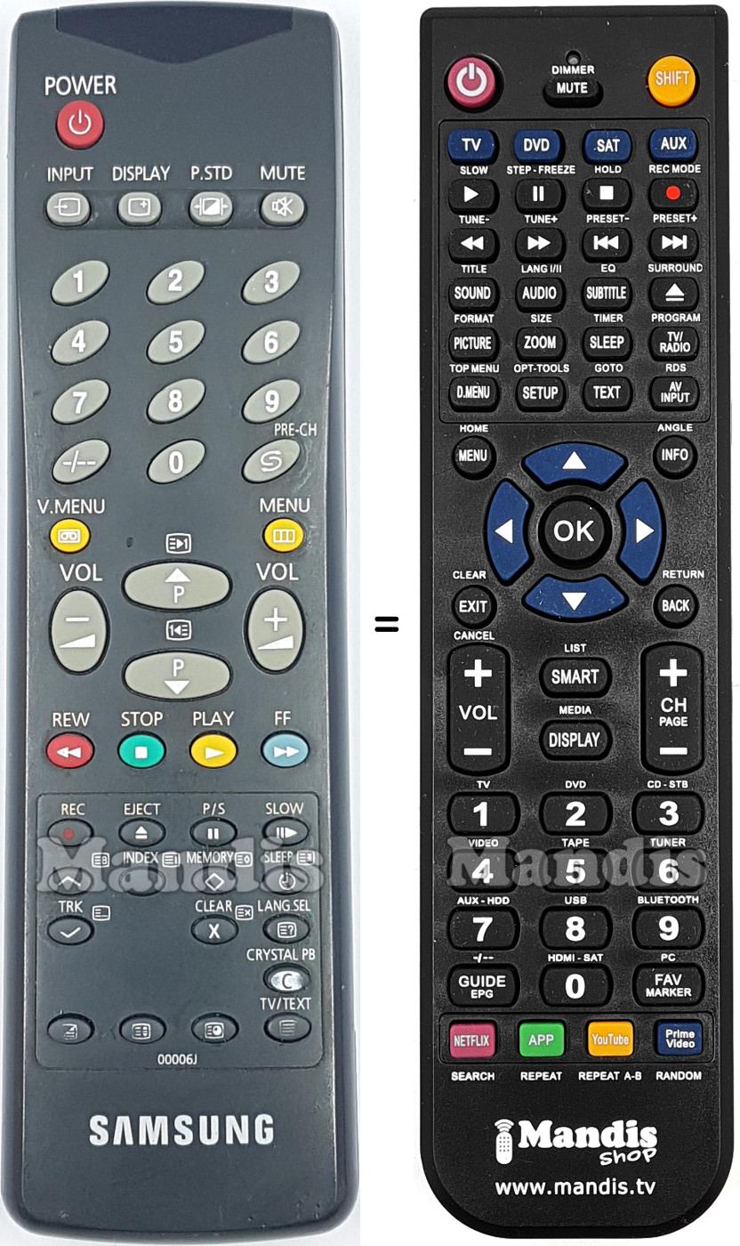 Replacement remote control 00006 J
