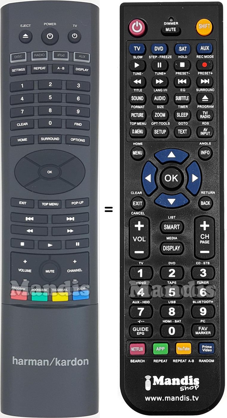 Comandament a dist&agrave;ncia equivalent HARMAN KARDON 06RB76A00X