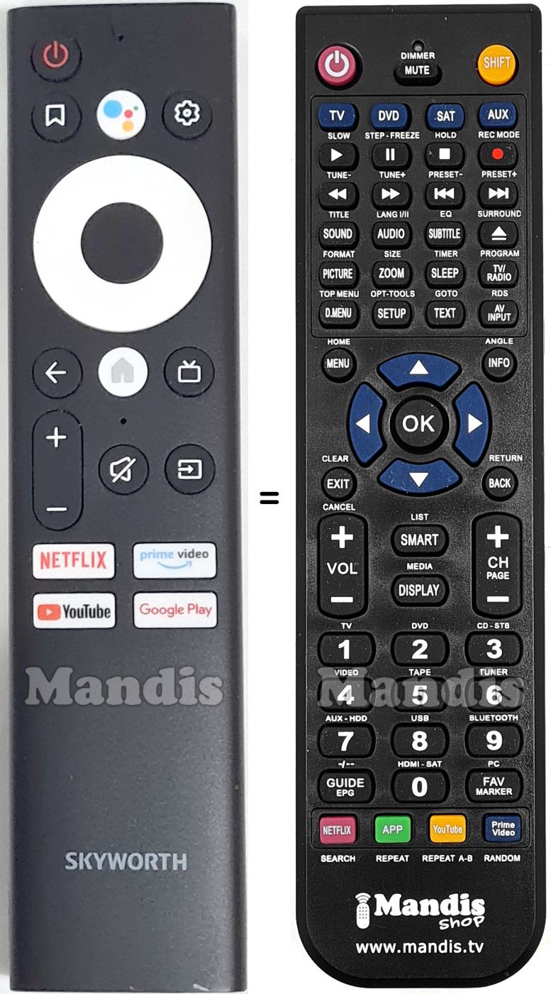 Replacement remote control Skyworth 32STD6500