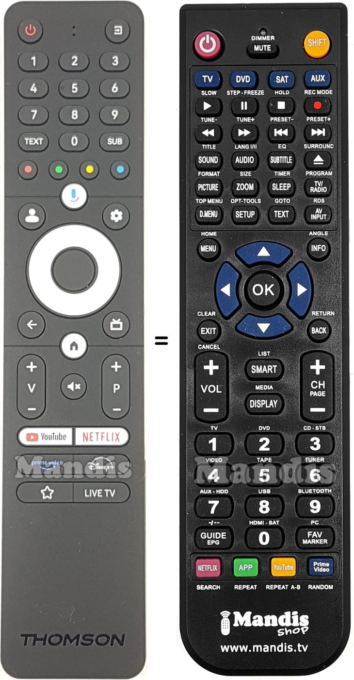 Mando a distancia equivalente Thomson RC112GH Mando a distancia equivalente Thomson RC112GH