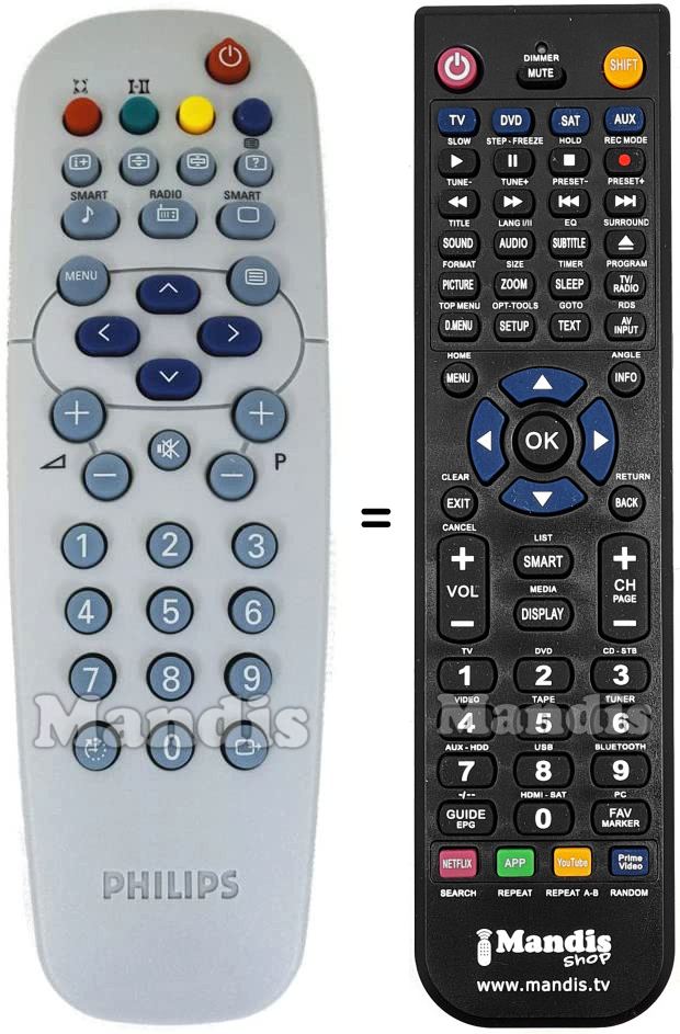 Mando a distancia equivalente Philips RCLE 011