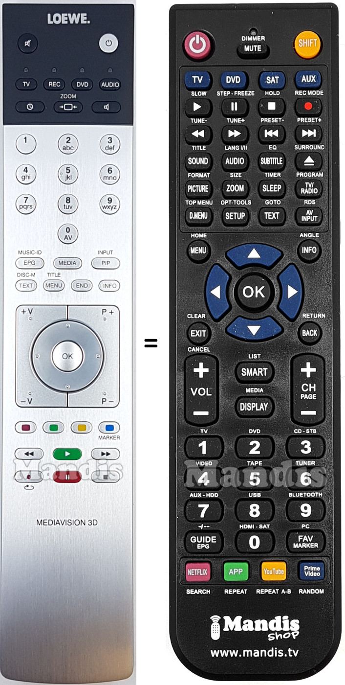 Mando a distancia equivalente Loewe 89900A11