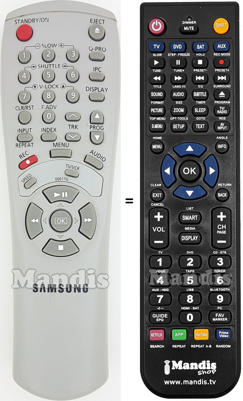 Mando a distancia equivalente Samsung AC5900017G