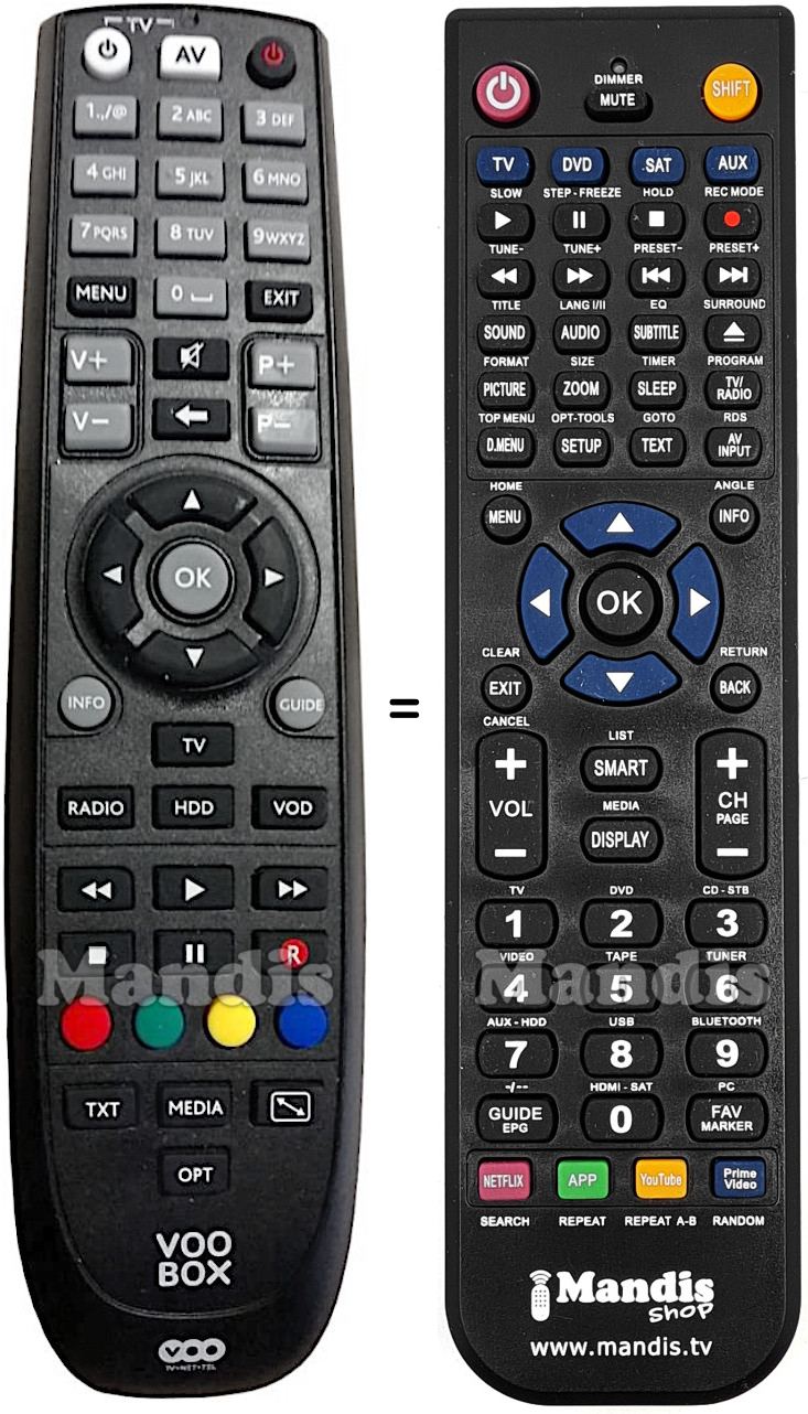 Mando a distancia equivalente VOO ADB2840C