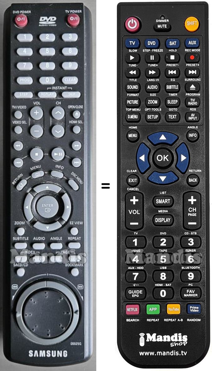 Replacement remote control Samsung 00025G