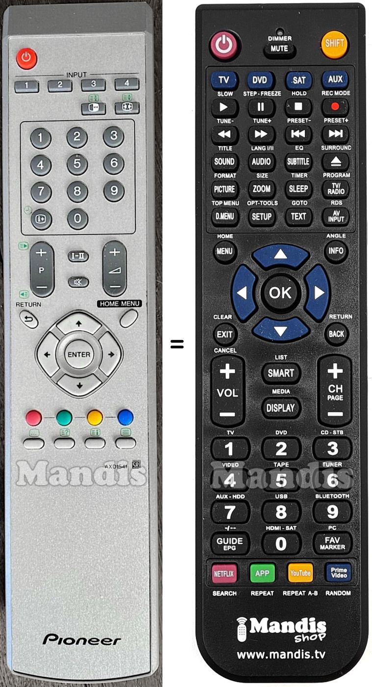 Mando a distancia equivalente Pioneer AXD1541