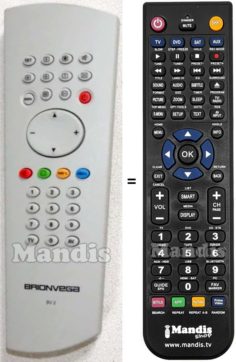 Replacement remote control Brionvega BV2