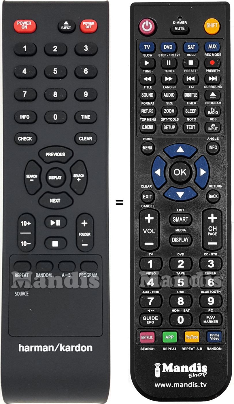 Mando a distancia equivalente HARMAN KARDON HD3700