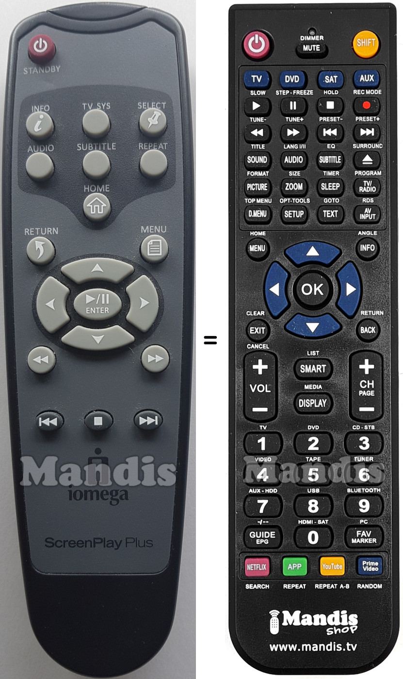 Replacement remote control Iomega SCREENPLAY PLUS