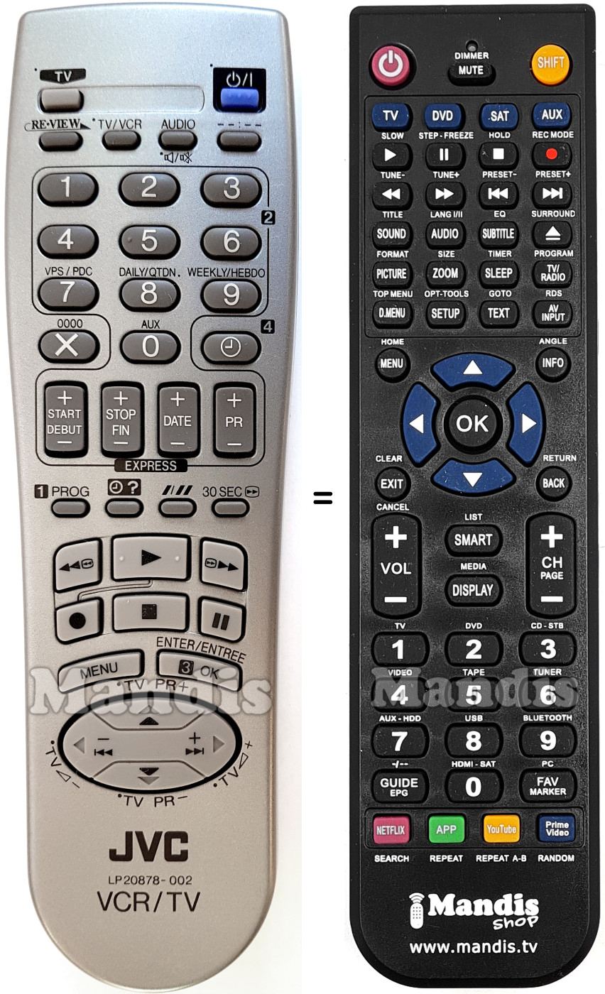Replacement remote control JVC LP20878-002