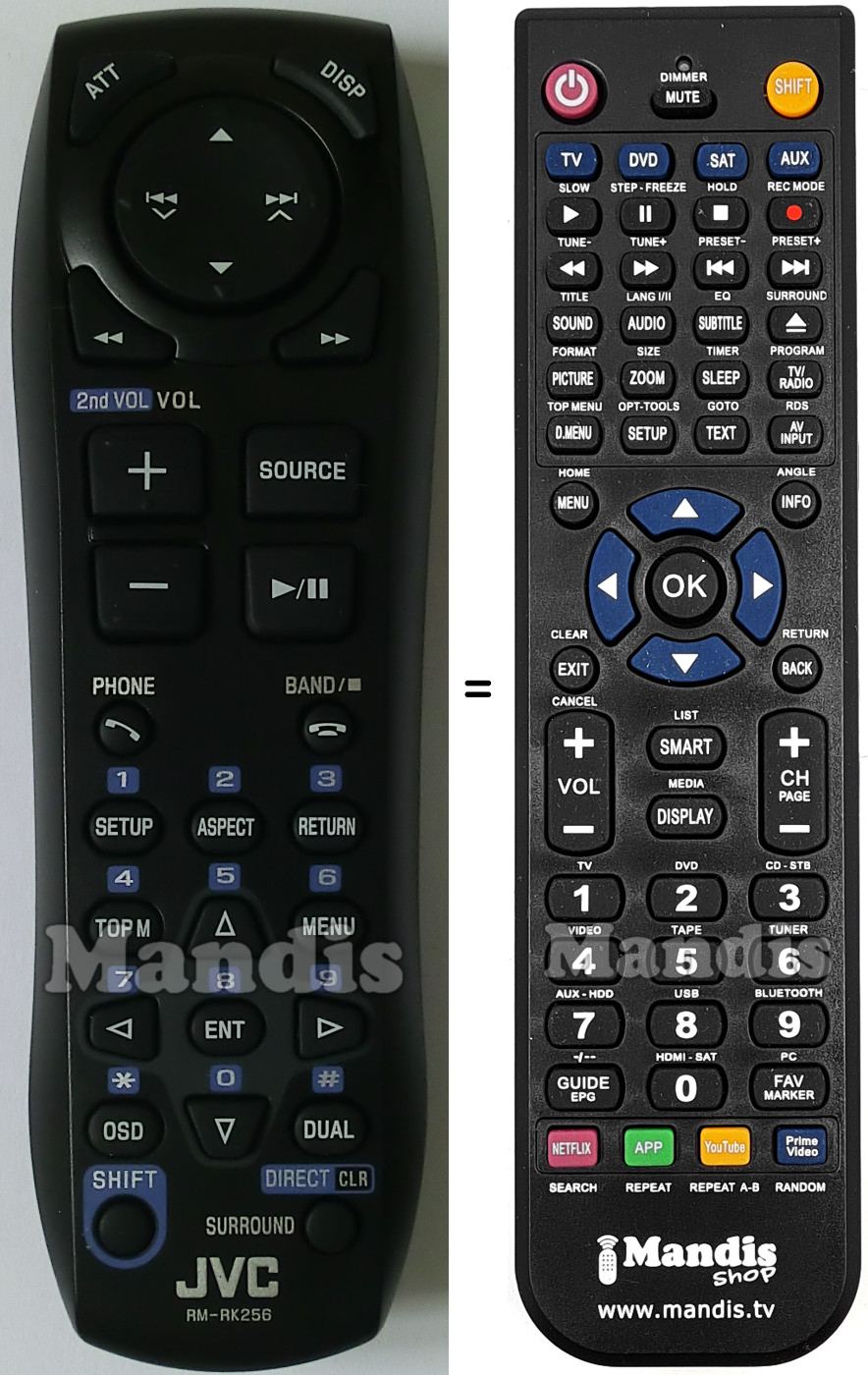 Replacement remote control JVC RMRK256