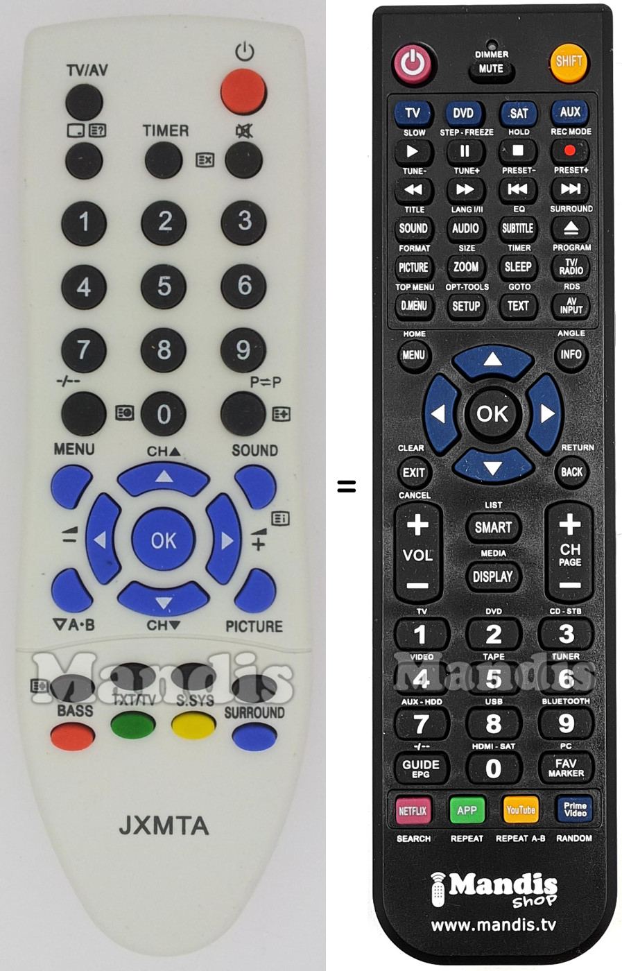 Mando a distancia equivalente Sanyo JXMTA-1