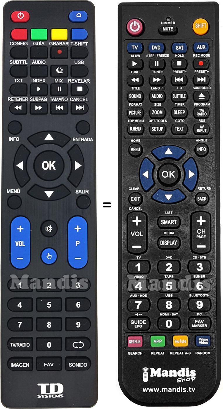 Mando a distancia equivalente TD Systems K50DLY8US