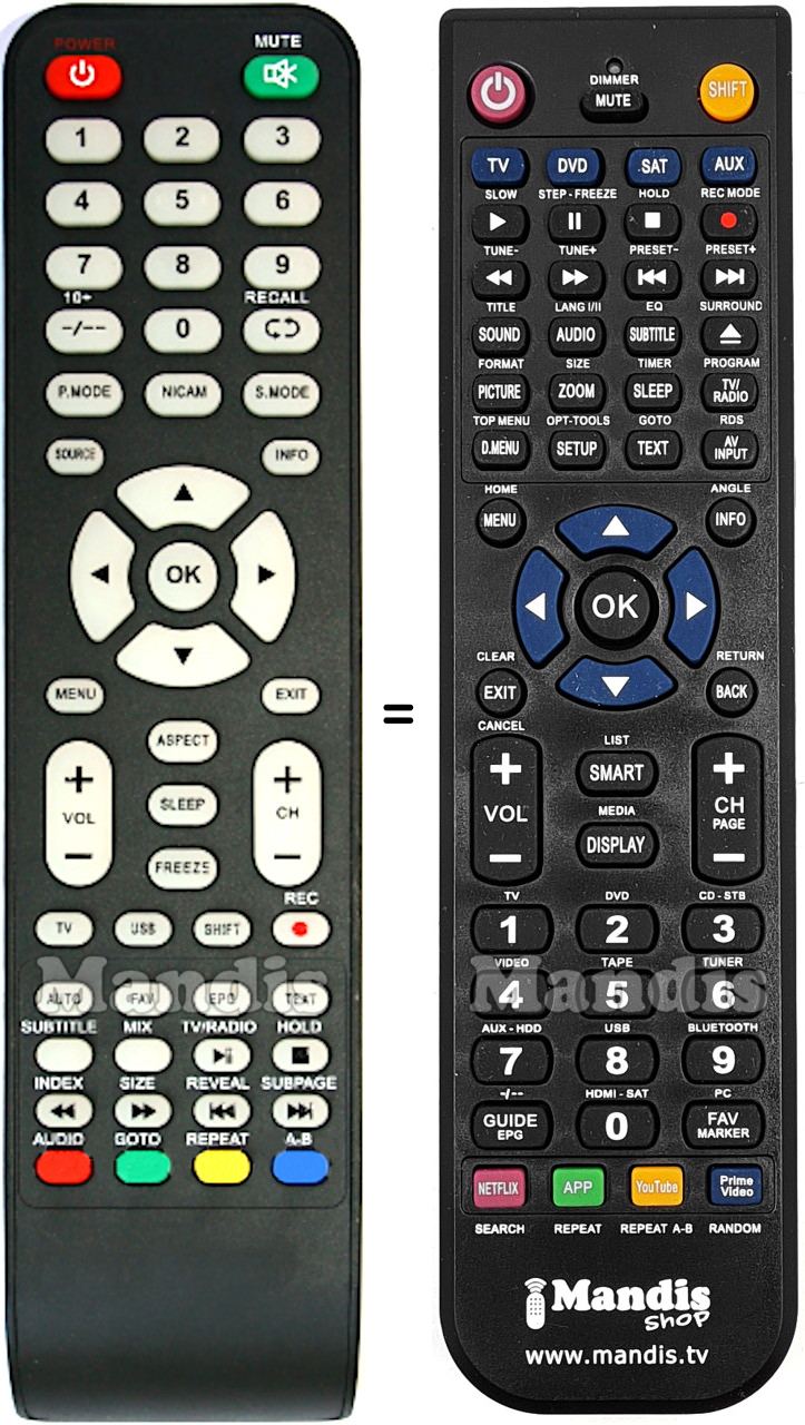 Replacement remote control HANTAREX LCD 32REA-FHD