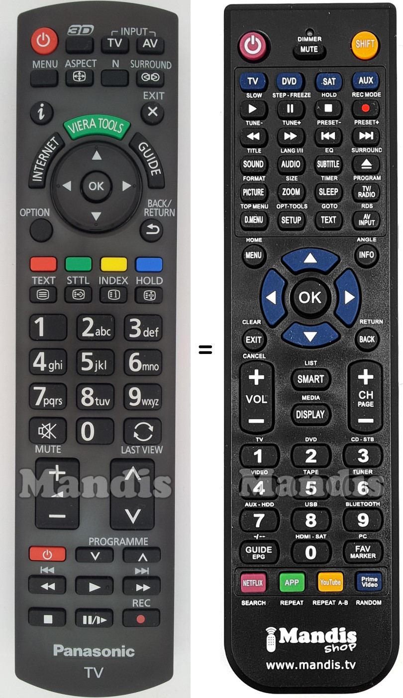 Replacement remote control Panasonic N2QAYB000752