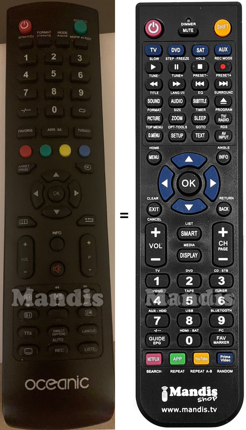 Replacement remote control Oceanic OCEALED32HD5